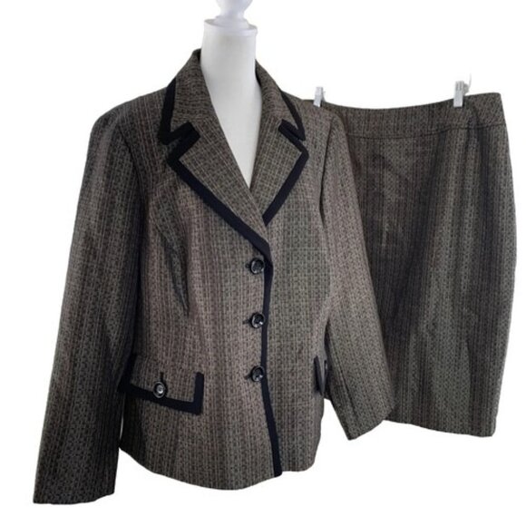 Jones Studio Separates 2 Pc Skirt Jacket Suit Size 16W Metallic Tweed NEW NWT - Picture 2 of 16